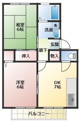 メナージュこもだB(2DK/1階)の間取り写真