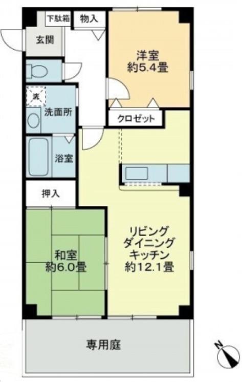 フォブール大森(2LDK/1階)の間取り写真