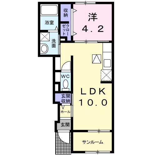 ジュネス(1LDK/1階)の間取り写真