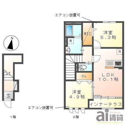 エスポワール(2LDK/2階)の間取り写真