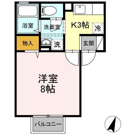 シャトレーライフ(1K/2階)の間取り写真