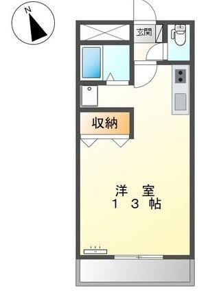 コンフォース亀山Ⅰ(ワンルーム/1階)の間取り写真