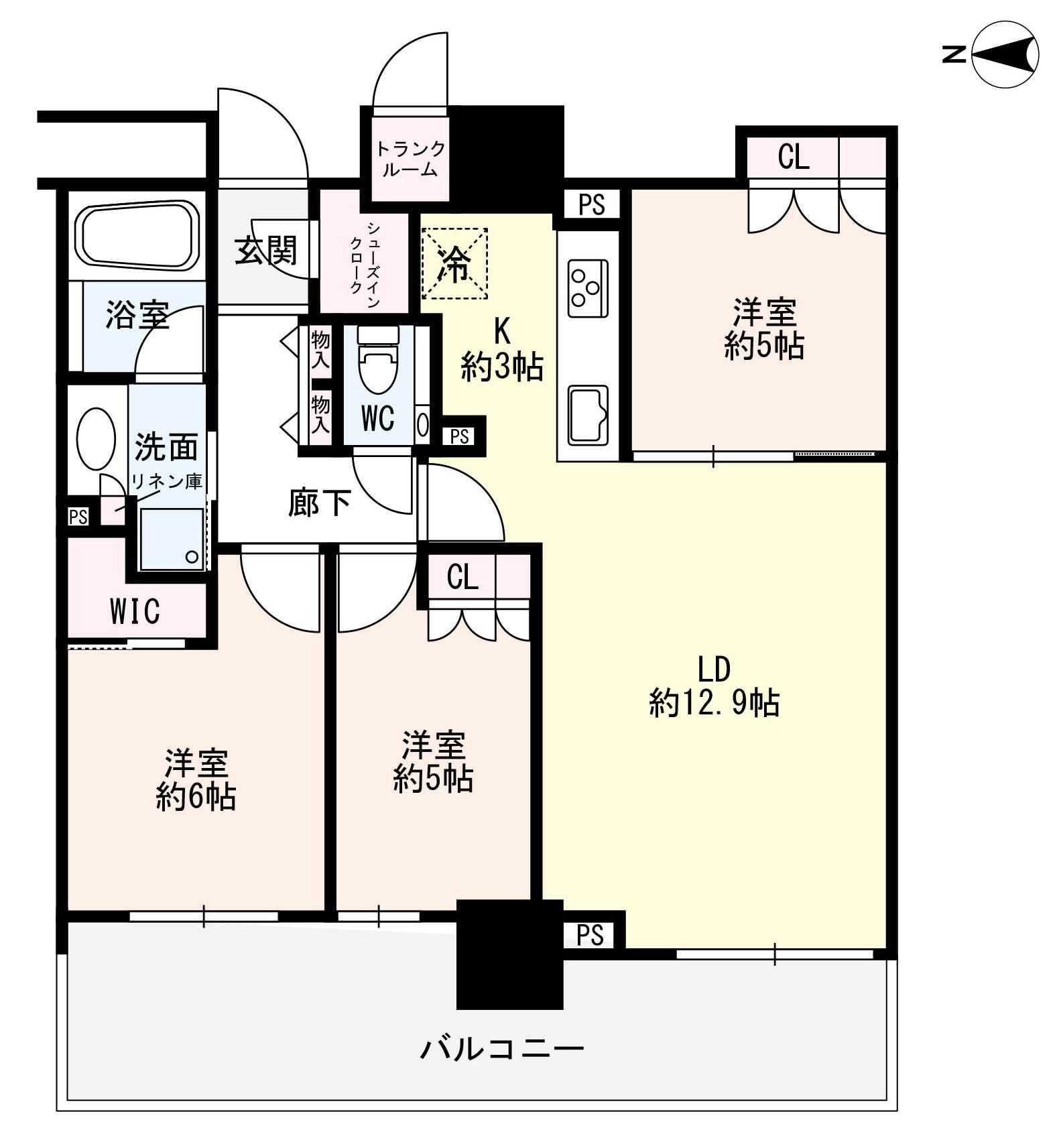 ザ・グランアルト札幌 苗穂ステーションタワー(3LDK/7階)の間取り写真