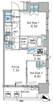パークアクシス東十条(2DK/3階)の間取り写真