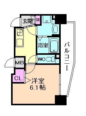 アドバンス大阪フルーヴ(1K/10階)の間取り写真