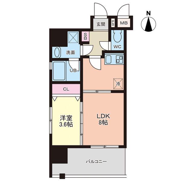カレント茶屋が坂(1LDK/10階)の間取り写真
