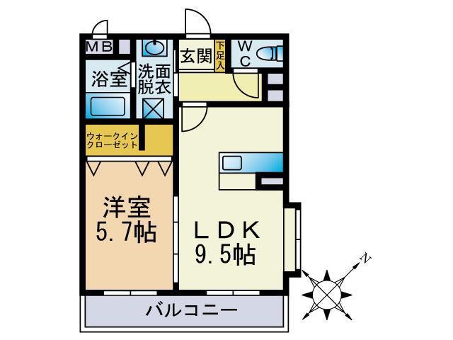 ジュネスふぢ(1LDK/1階)の間取り写真