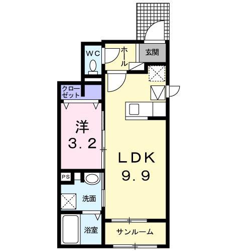 メゾン アンディス(1LDK/1階)の間取り写真