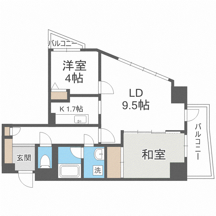 ライオンズマンション中の島第2(2LDK/7階)の間取り写真