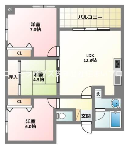 カーサカーラ(3LDK/1階)の間取り写真
