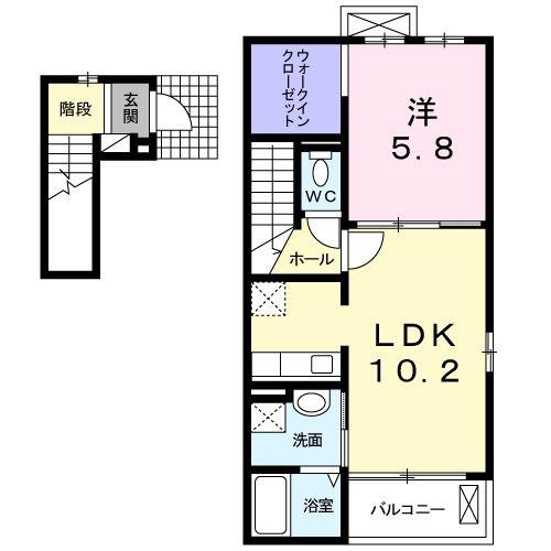 オリーブA(1LDK/2階)の間取り写真