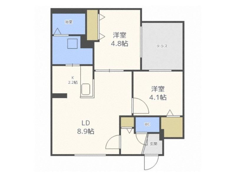 ファランドール南平岸(2LDK/1階)の間取り写真