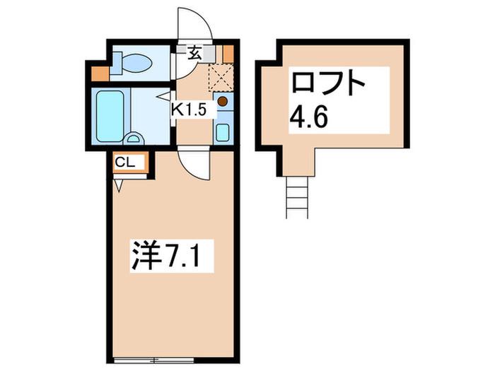 シェリルキューブ(1K/2階)の間取り写真