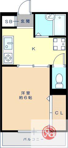 美里マンション(1K/3階)の間取り写真
