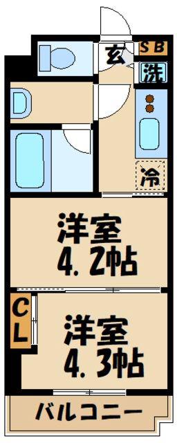 ガーラ・ヴィスタ調布(2K/4階)の間取り写真