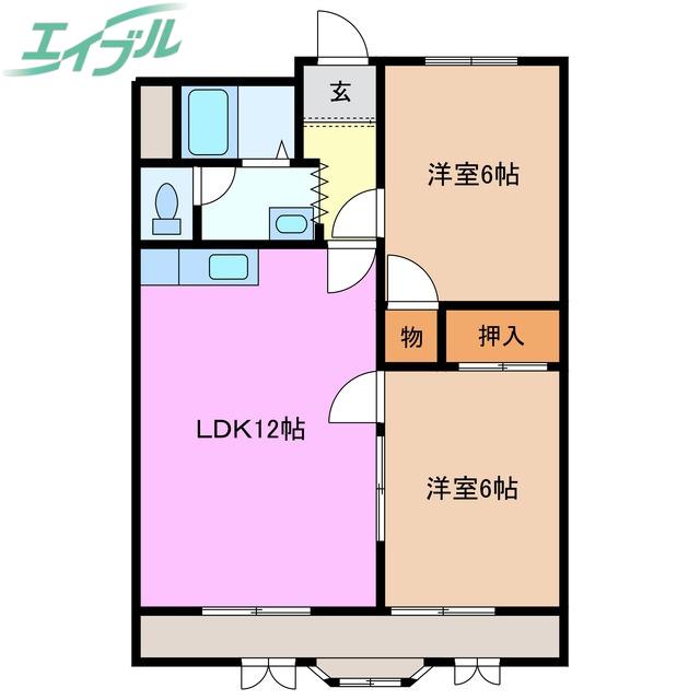 メゾン西浦(2LDK/3階)の間取り写真
