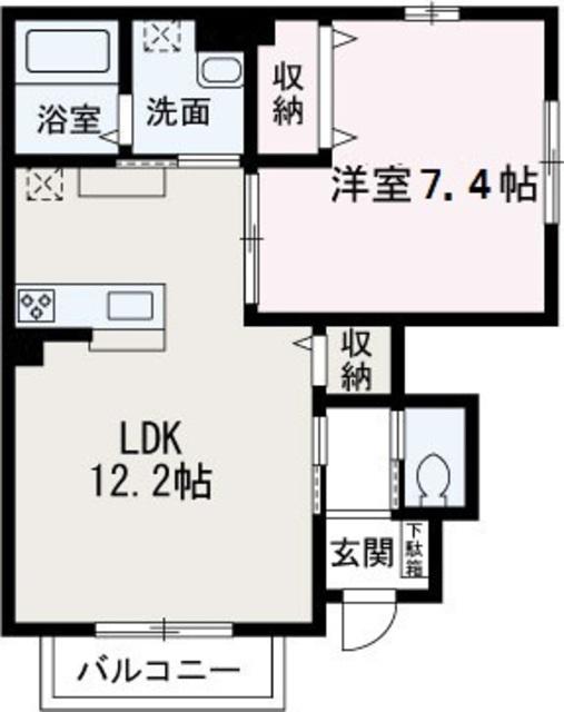セレーノ(1LDK/1階)の間取り写真