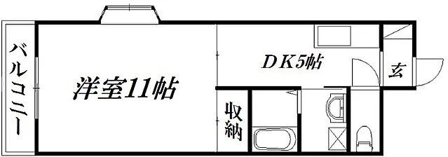 リンボック(1DK/2階)の間取り写真
