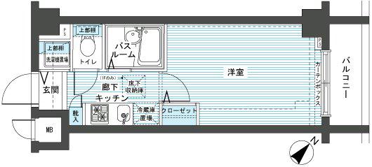 フェニックス新横濱エオール(1K/2階)の間取り写真