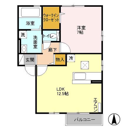 ルージュモア・ルージュコートモア(1LDK/1階)の間取り写真