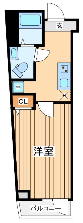 ヒルズ麦田町(1K/3階)の間取り写真