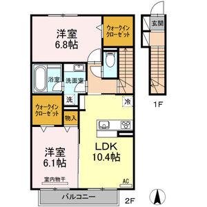カーサベルデV(2LDK/2階)の間取り写真