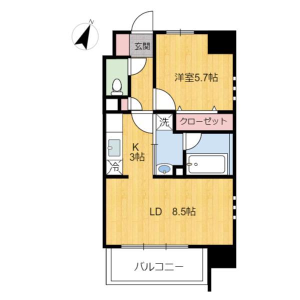 ADRATION(1LDK/6階)の間取り写真