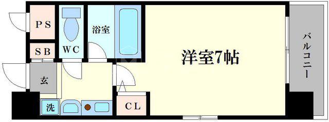 ラナップスクエア上本町(1K/8階)の間取り写真