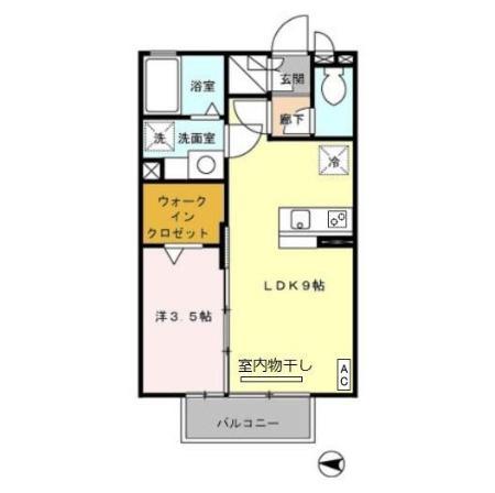 グランシャリオ(1LDK/2階)の間取り写真
