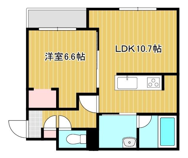 千歳市東郊AP(1LDK/1階)の間取り写真