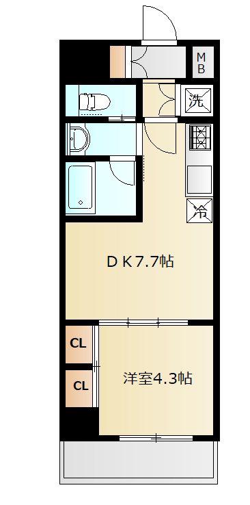 VIDA037(1DK/5階)の間取り写真