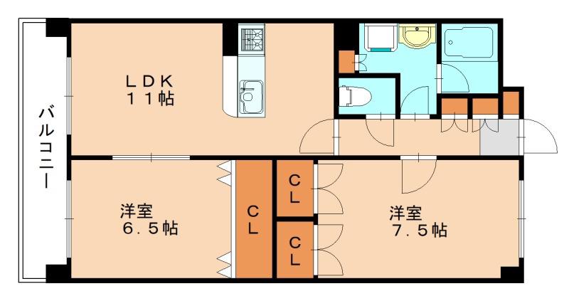 セントラルプレイス志免(2LDK/4階)の間取り写真