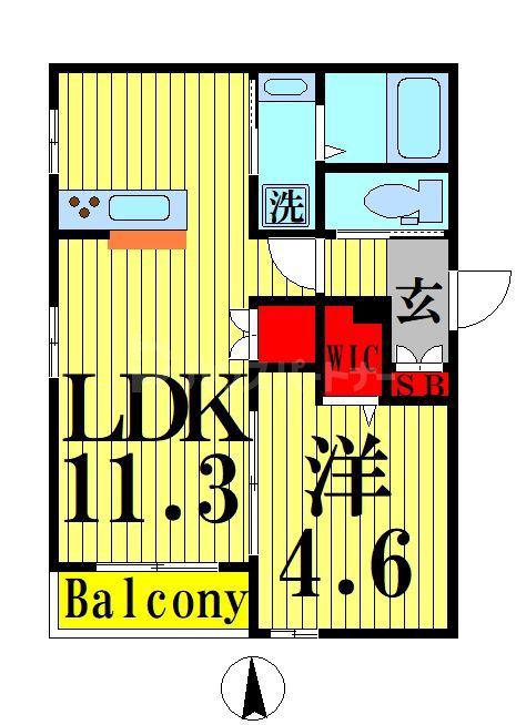 グリシーヌ五反野(1LDK/1階)の間取り写真