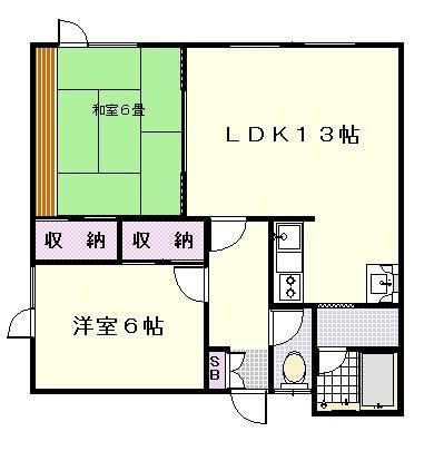 メゾンドノーブル(2LDK/1階)の間取り写真