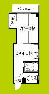 エクセルハイツ新地公園(1DK/3階)の間取り写真
