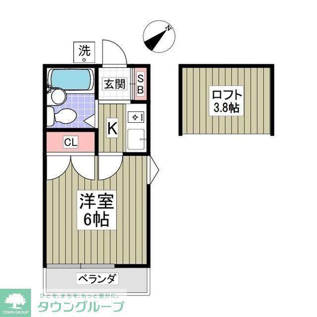 リバーハイツII(1K/2階)の間取り写真