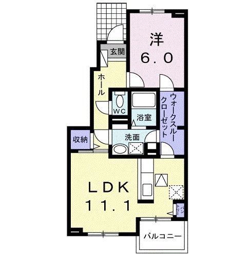 MAISON DYLUS II(1LDK/1階)の間取り写真
