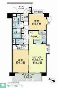 サンヴェール上大岡(2LDK/4階)の間取り写真