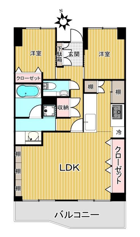 本郷壱岐坂ハイツ(2LDK/5階)の間取り写真