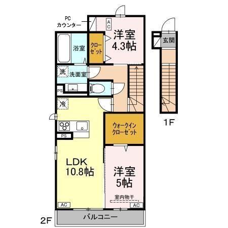 D-ROOMルポ(2LDK/2階)の間取り写真