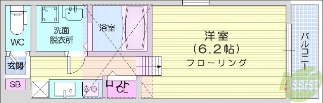 フォルトゥーナ(1K/2階)の間取り写真