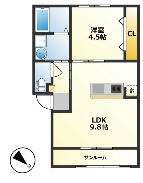 レーベンルーエ(1LDK/1階)の間取り写真