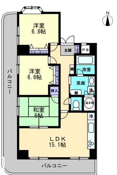 フローレンスヒルズ(3LDK/8階)の間取り写真