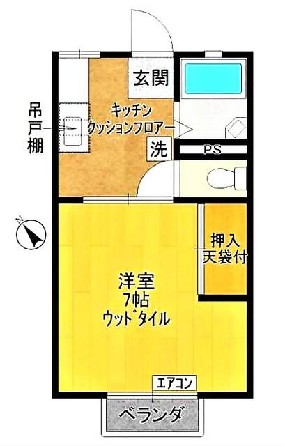 リバーサイドハイツNO.1(1K/2階)の間取り写真