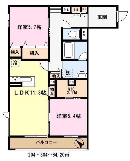 クレスティーク(2LDK/2階)の間取り写真