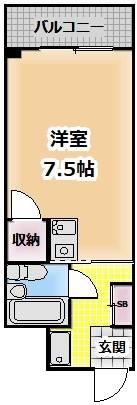 フローラ川上(ワンルーム/4階)の間取り写真