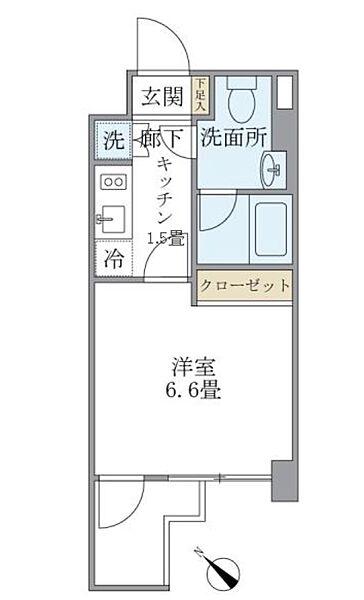 KDXレジデンス門前仲町(1K/2階)の間取り写真