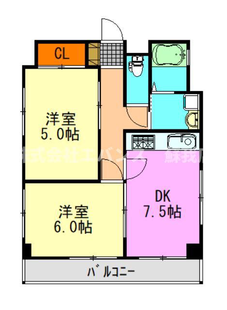 サンライズシティ(2DK/3階)の間取り写真