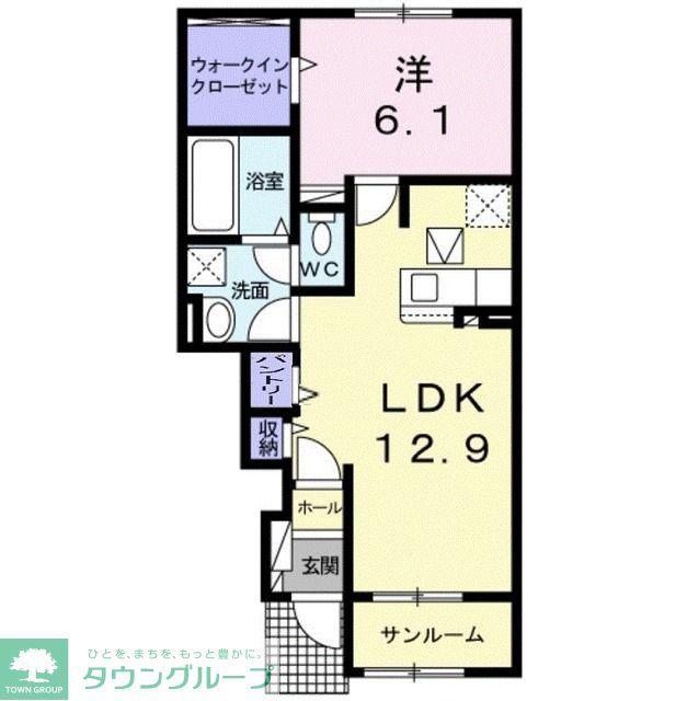 フィオーレ(1LDK/1階)の間取り写真