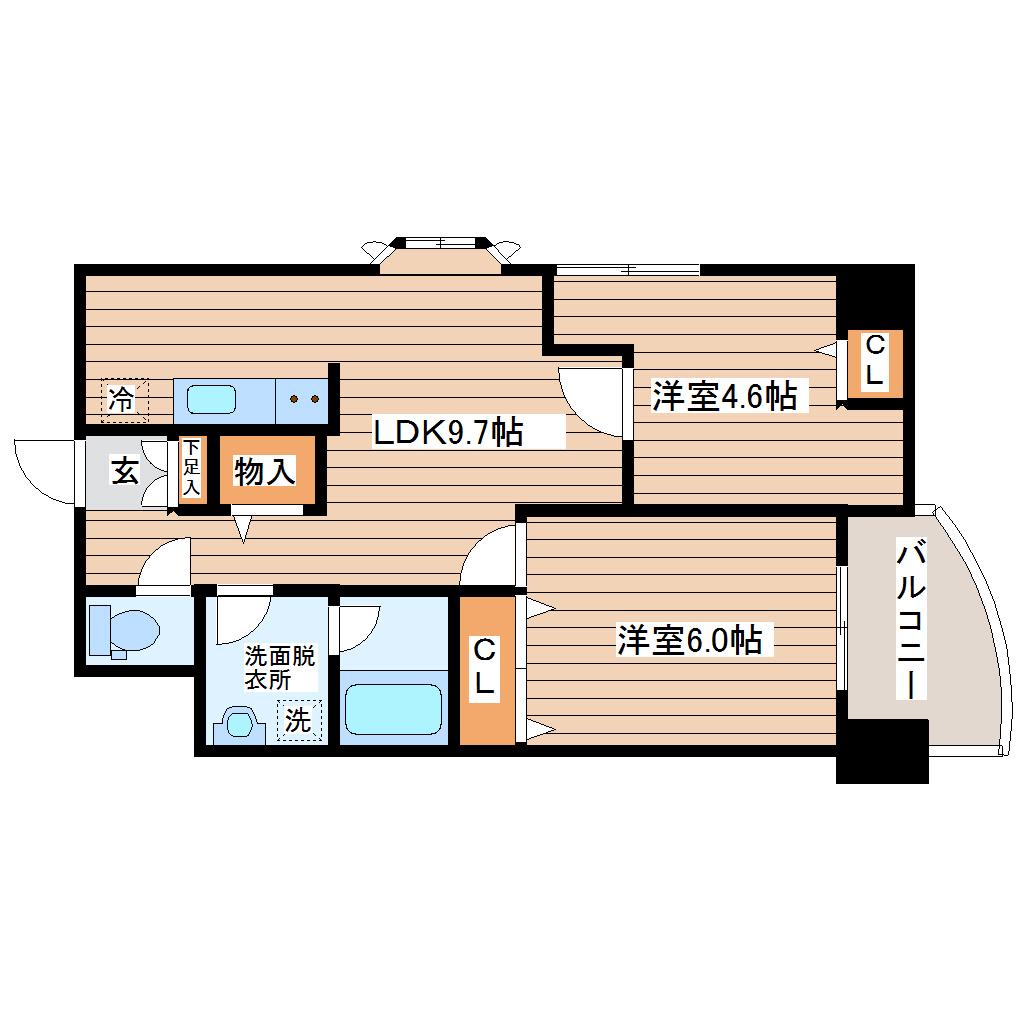 プロヴァンスK(2LDK/1階)の間取り写真